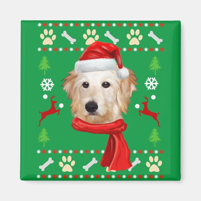 Aimant Goldendoodle Chien Vilain Noël (Devant)
