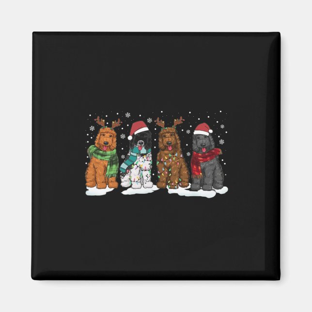 Aimant Goldendoodle Chiens Lumières de Noël Doodle D doré (Devant)