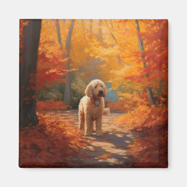 Aimant Goldendoodle en automne Leaves Fall Inspire (Devant)
