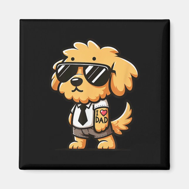 Aimant Goldendoodle I Love Papa Funny Chien Tattoo (Devant)
