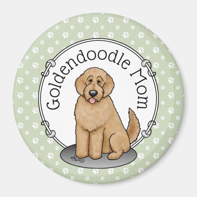 Aimant Goldendoodle Mom Doodle Mom (rouge doré) (Devant)