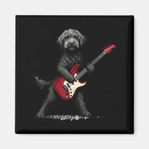 Aimant Goldendoodle Rock Drôle de Chien Jouant de la Guit