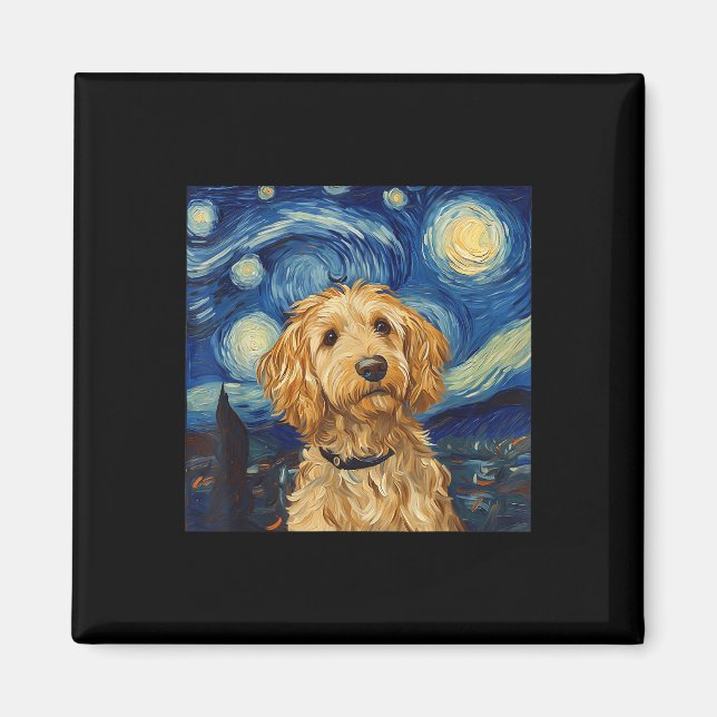 Aimant Goldendoodle Van Gogh Starry Nuit étoilée (Devant)