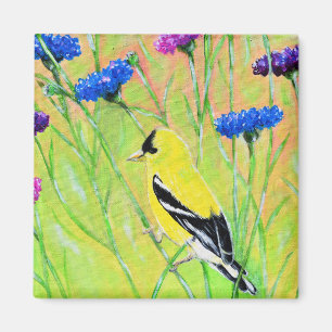 Aimant Goldfinch en peinture Fleur sauvage