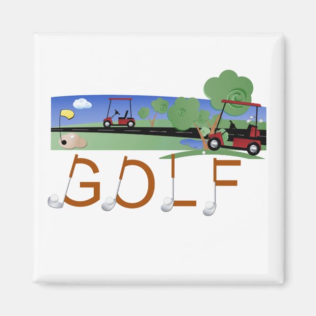 Aimant Golf avec des tee-shirts et cadeaux de golf (Devant)