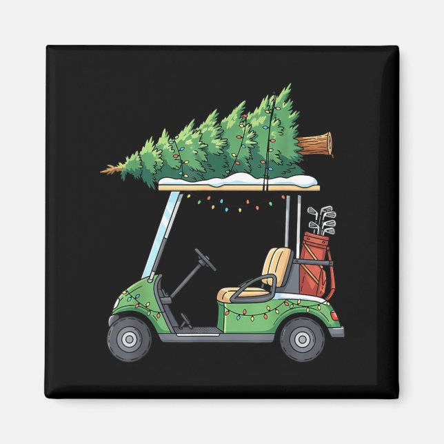 Aimant Golf Cart Christmas Tree Lights Funny For Men Wome (Devant)