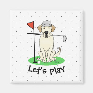 Aimant Golf Golfing Yellow Lab Labrador Retriever Chien