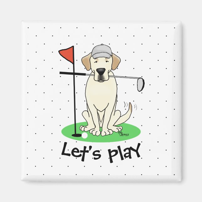 Aimant Golf Golfing Yellow Lab Labrador Retriever Chien (Devant)