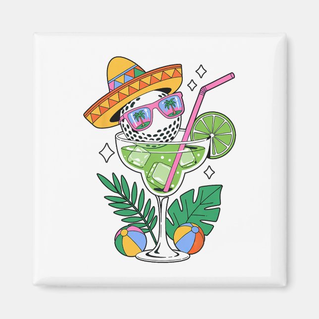 Aimant Golf Margarita Sombrero Tropical Funny Cinco De Ma (Devant)