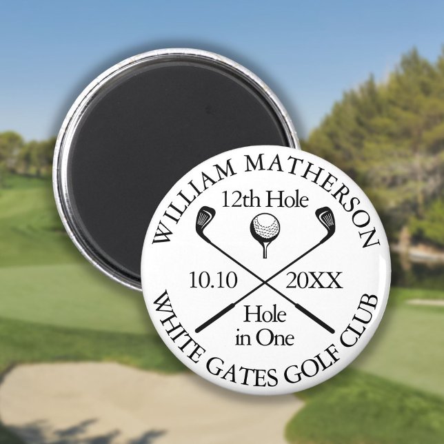 Aimant Golf Trou en Un Moderne Personnalisé (Golf Hole In One Personalized Modern Magnet)