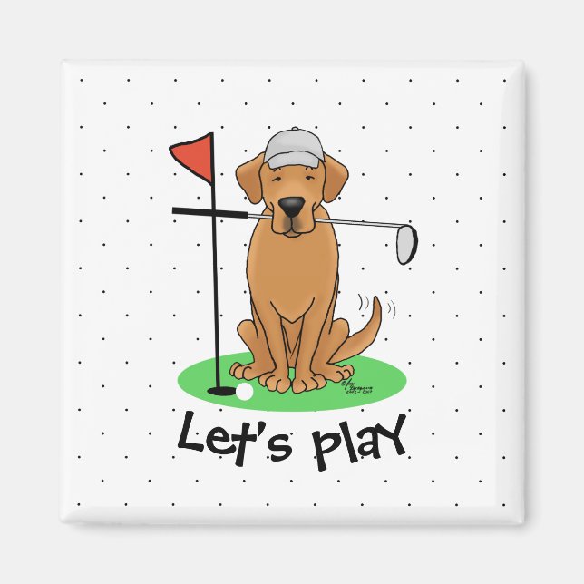 Aimant Golf Yellow Labrador Retriever (yaourt 5) Chien -  (Devant)