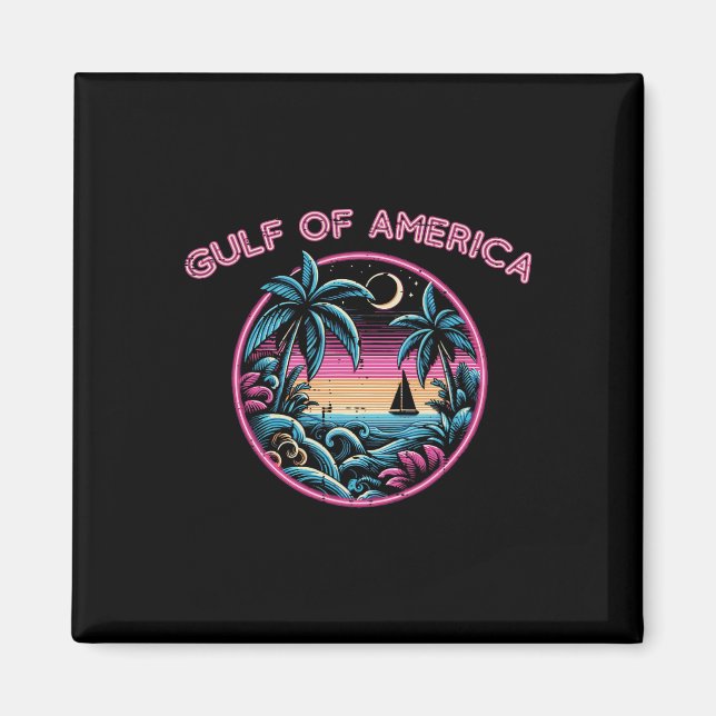 Aimant Golfe des États-Unis Coucher de soleil rose Rétro  (Devant)