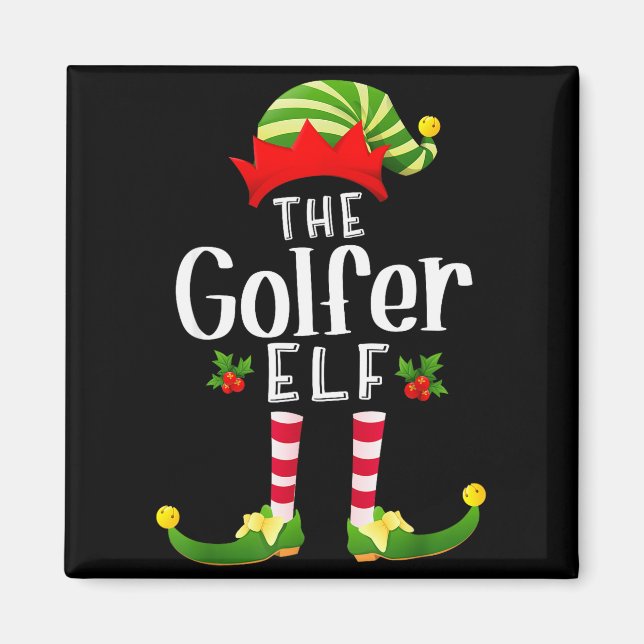 Aimant Golfer Christmas Elf Matching Pajama X-mas Party  (Devant)