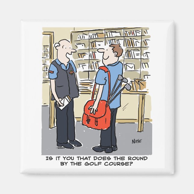 Aimant Golfer Postman aime le dessin sur le golf (Devant)