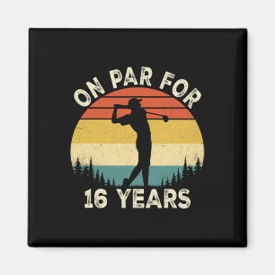 Aimant Golfeur drôle d'anniversaire 16 ans Golf 16 ans