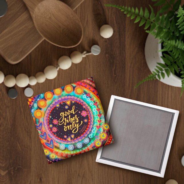 Aimant Good Vibes coloré uniquement Inspiriity Encouragem (Créateur téléchargé)