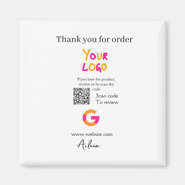 Aimant Google review business logo website scan QR code (Devant)