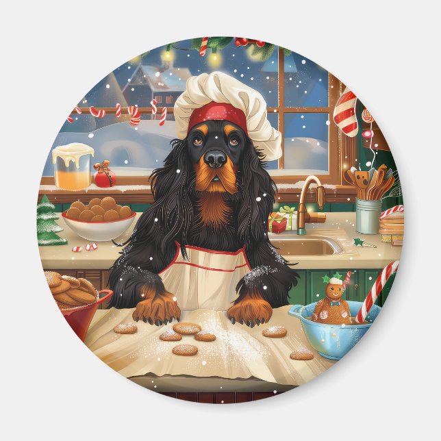 Aimant Gordon Setter Fêtes de fin d'année : Pâtisserie fe (Devant)