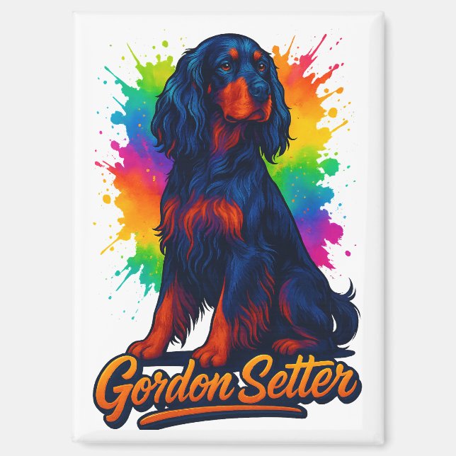 Aimant Gordon Setter vibrant Pop Art (Recto)