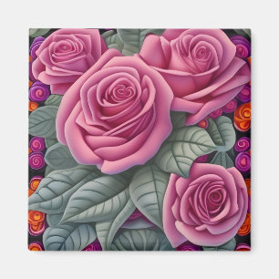 Aimant Gorgeous Victorian Pastel Pink Rose Print