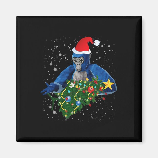 Aimant Gorille Tag de Noël amusant  (Devant)