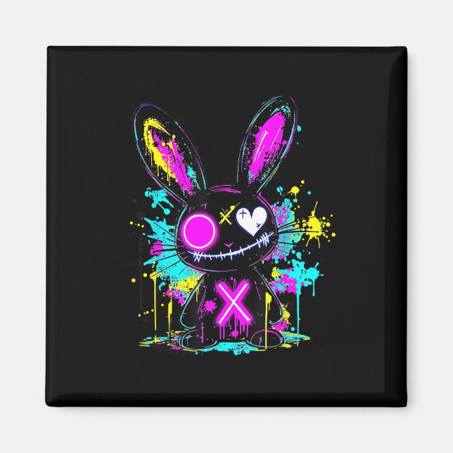 Aimant Goth Bunny Kawaii Rabbit mignonne tenue gothique E (Devant)