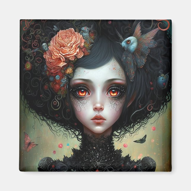 Aimant Goth Déplaisant mignonne fille gothique (Devant)