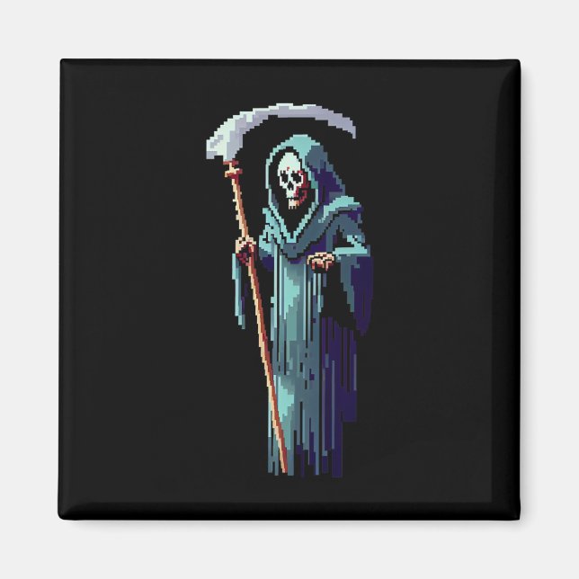 Aimant Goth Gamer 8 Bit Pixel Art Video Game Grim Reaper  (Devant)