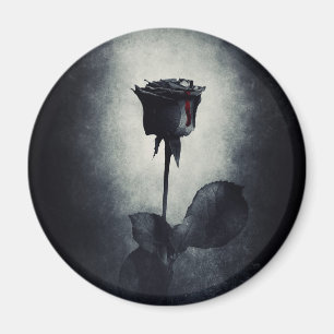 Aimant Goth Rose noir goutte de sang sur le Grunge noir
