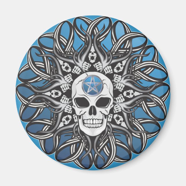 Aimant Goth Skull - Bleu (Devant)