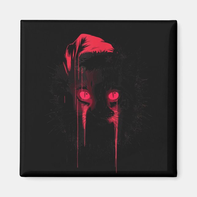 Aimant Gothic Christmas Nge Horror Cat Santa Hat Witchy X (Devant)