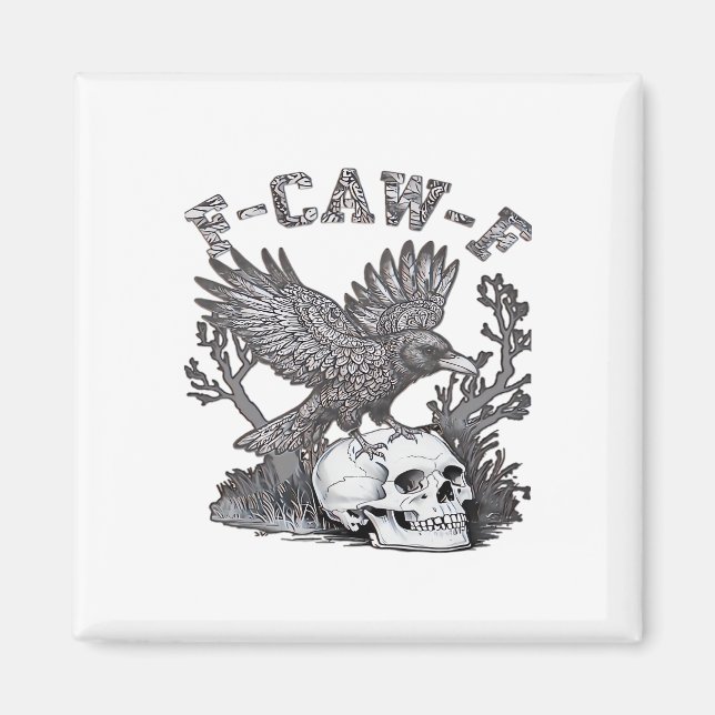 Aimant Gothic Funny F-Caw-F Humor Crow Essential Retro St (Devant)