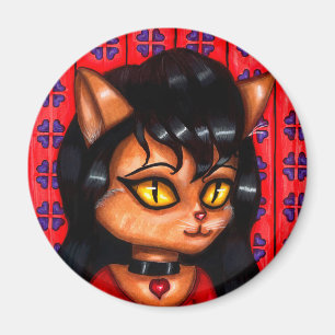 Aimant Gothique chatte chat fille Art animal original