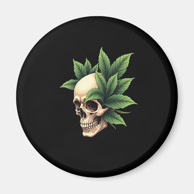 Aimant Gothique esthétique Grunge Crâne Feuille tropicale (Devant)