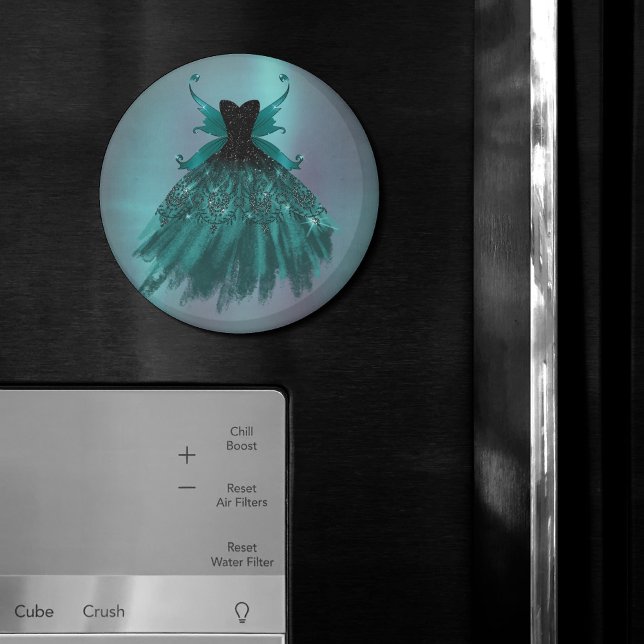 Aimant Gothique Fairy Turquoise Gown | Fleur verte profon (Créateur téléchargé)