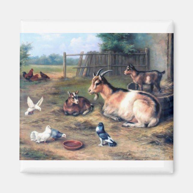Aimant Goût de ferme enfants pigeons (Devant)