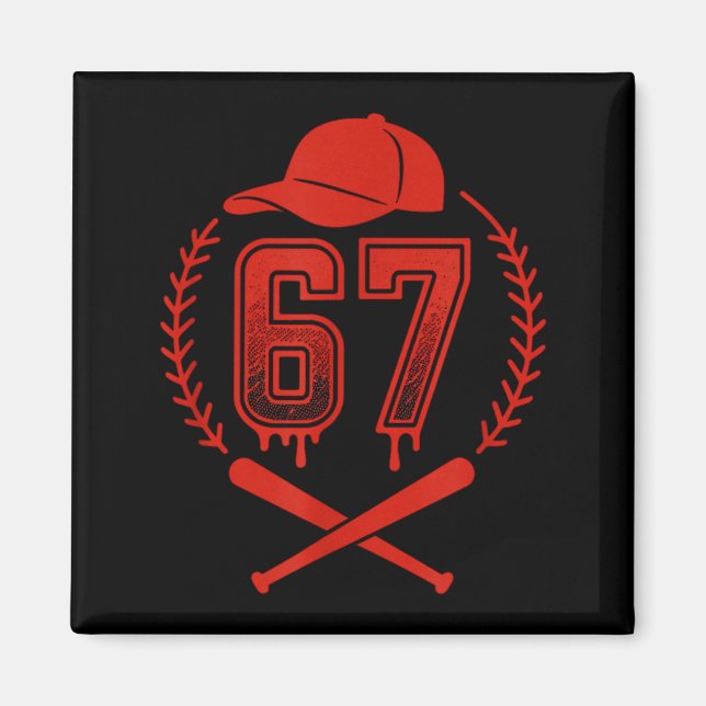 Aimant Goutte de baseball numéro 67 joueur ou 67e anniver (Devant)