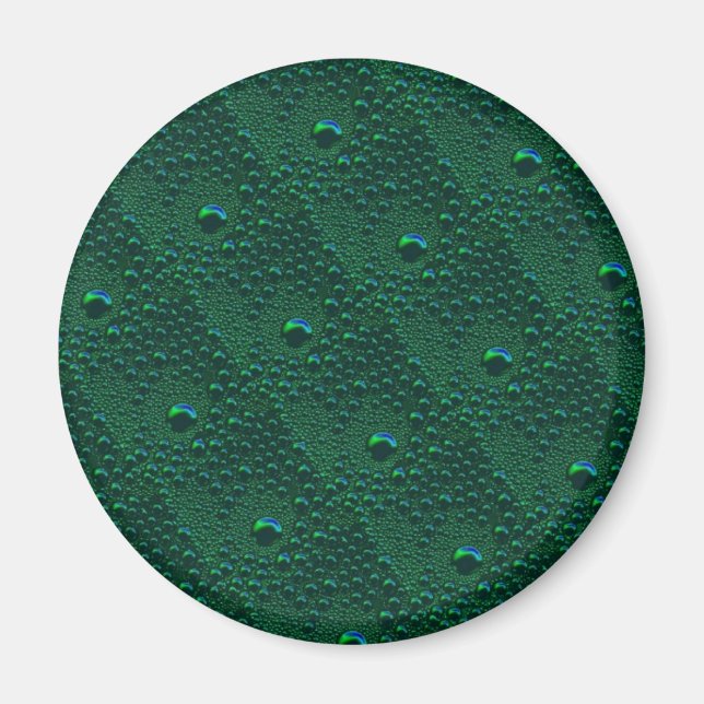Aimant Gouttes d'eau sur métal vert (Devant)