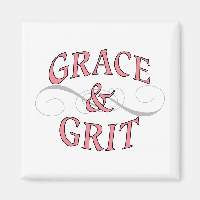 Aimant Grace & Gris en rose et gris (Devant)