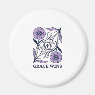 Aimant Grace Wins Floral Christian Vintage Engraving Tee_