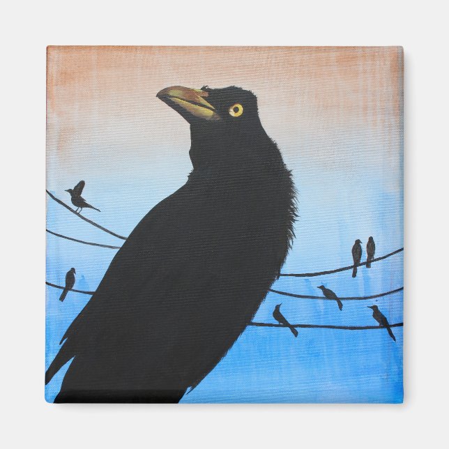 Aimant Grackle Austin Texas Bird Nature Peinture de la fa (Devant)