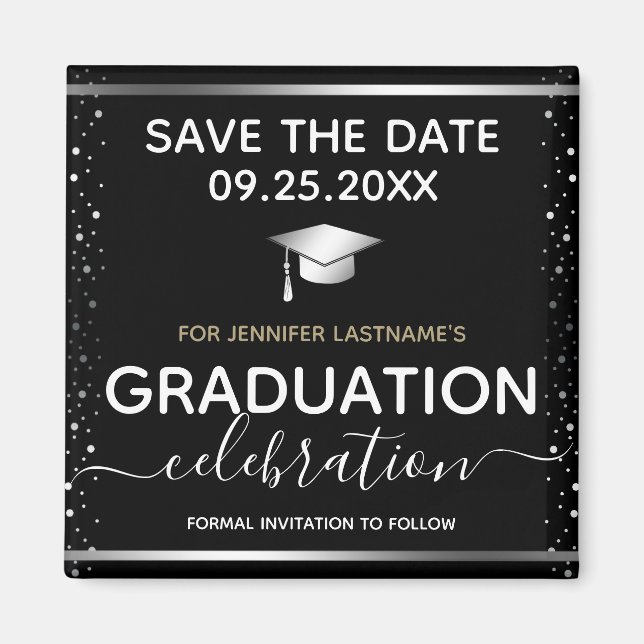 Aimant Graduation Argent Enregistrer l'aimant Date (Devant)
