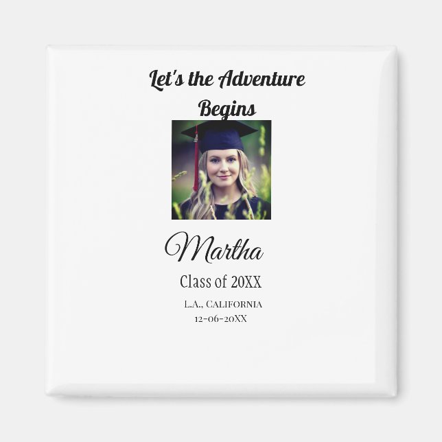 Aimant Graduation fgrats ajouter nom photo ville date cla (Devant)