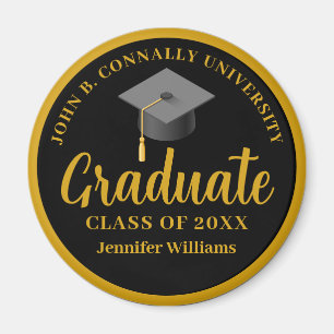 Aimant Graduation Gold Black Personnalisée 2025 Graduate