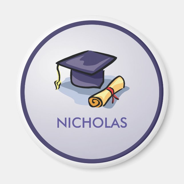 Aimant Graduation Hats en Air, Custom Round (Devant)
