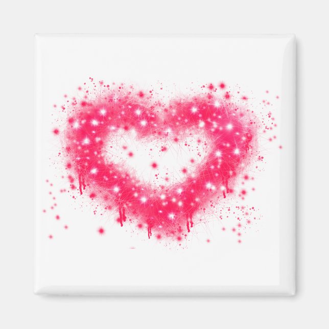 Aimant Graffiti peinture rose brillant design coeur (Devant)
