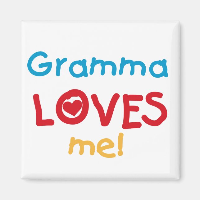 Aimant Gramma aime mes t-shirts et cadeaux (Devant)