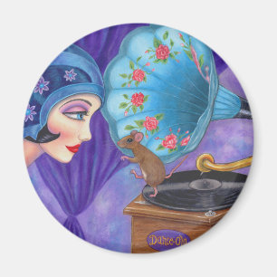 Aimant Gramophone Flapper Girl Roaring Twenties Souris