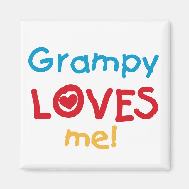 Aimant Grampy aime mes t-shirts et cadeaux (Devant)