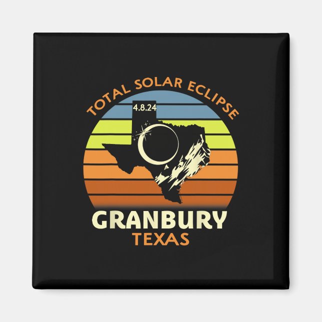 Aimant Granbury Texas Total Solar Eclipse 2024 (Devant)